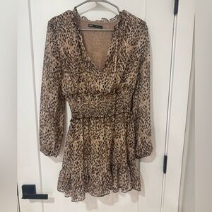 Zara Brown Leopard Print Mini Dress